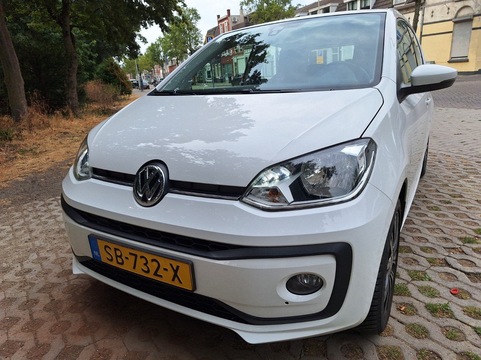 Volkswagen Up! 1.0, 75PK!!, 92.500, Leder, 5D, 2018., Auto's, Voorwielaandrijving, 4 stoelen, Wit, 24 km/l