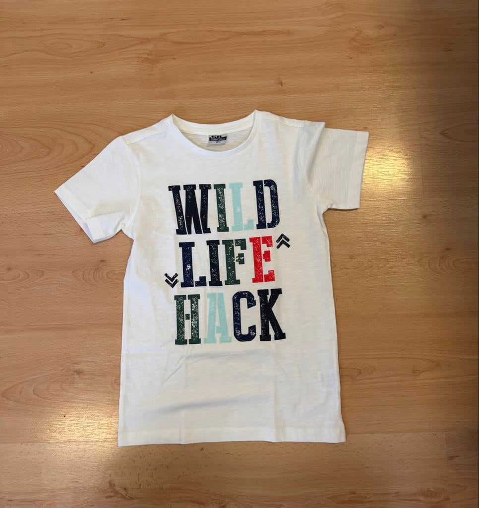 Wit T-shirt met print – Scamps & Boys – maat 143, Ophalen of Verzenden, Zo goed als nieuw, Jongen, Shirt of Longsleeve