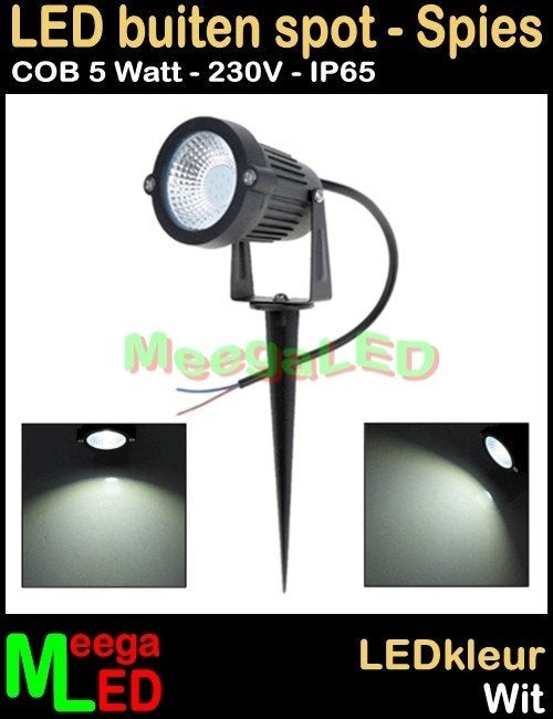 LED spot grondspot LEDspot spies spike pin 5W 230V Wit, Huis en Inrichting, Lampen | Spots, Overige materialen, Overige merken