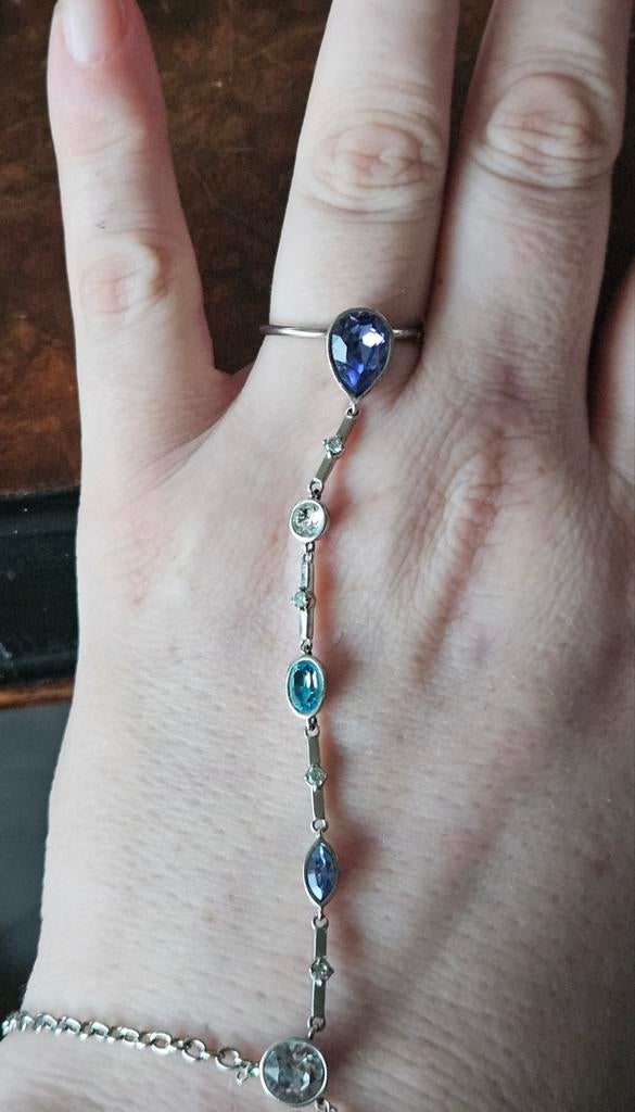 Handgemaakte RVS Ring met Kristallen, Sieraden, Tassen en Uiterlijk, Ringen, Met kristal, IJzer of Staal, Nieuw, Ophalen of Verzenden