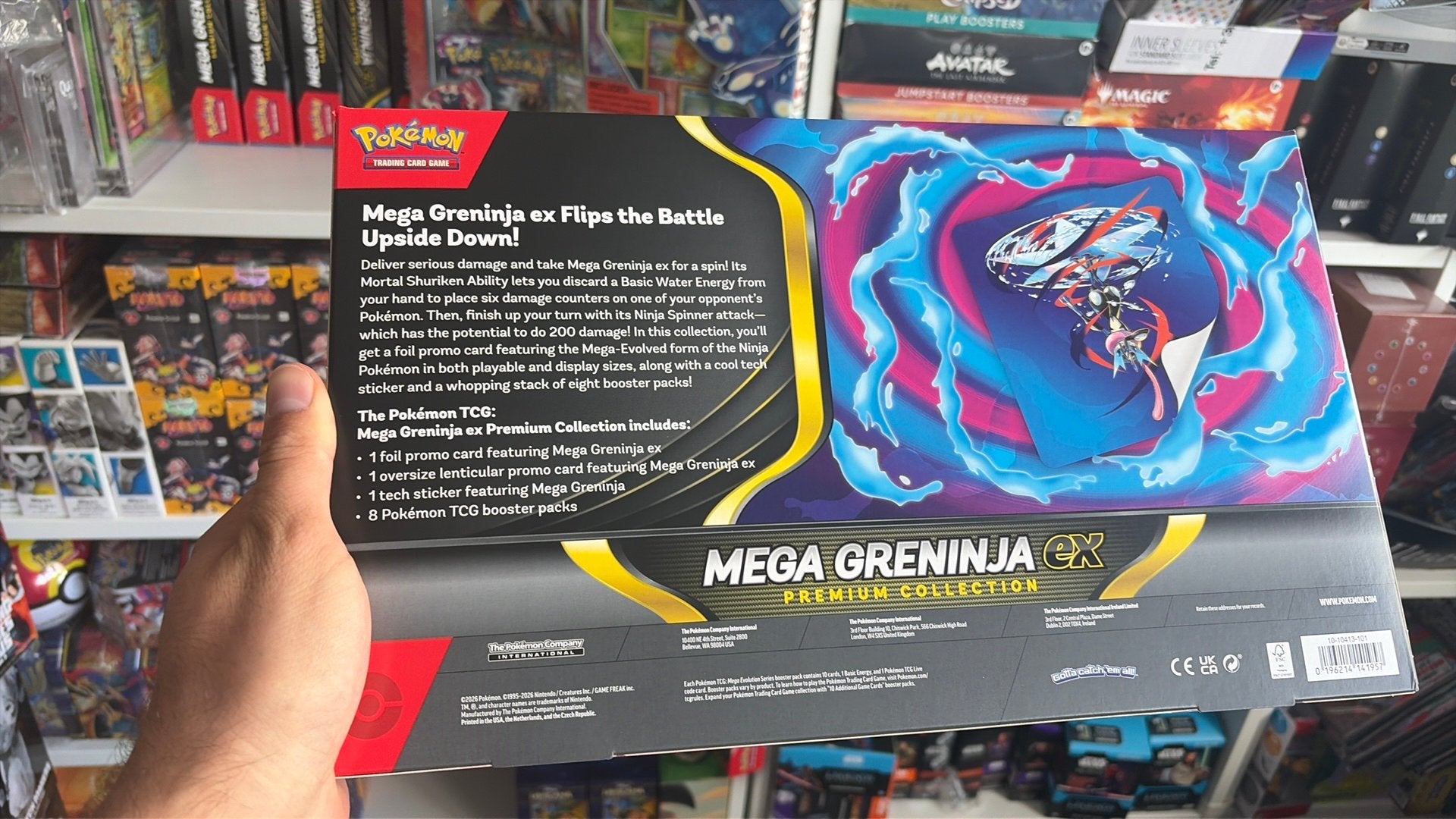 Pokemon: Mega Greninja ex Premium Collection, Ophalen of Verzenden, Zo goed als nieuw, Foil