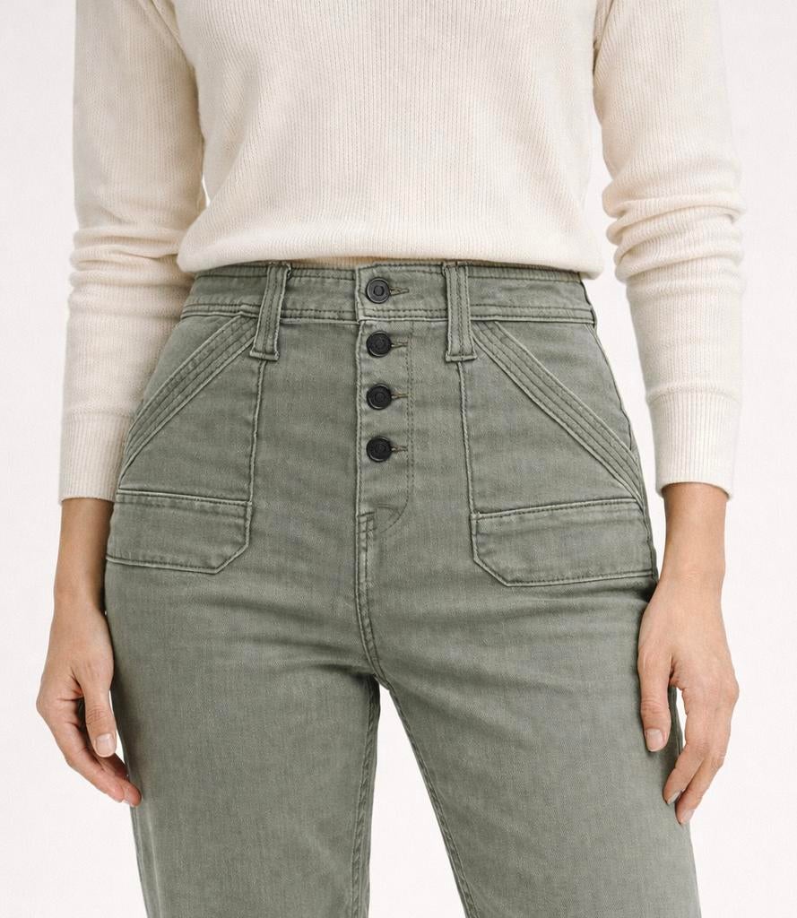 Abercrombie & Fitch cargo jeans - W26/S - khaki groen, Beige, Ophalen of Verzenden, Zo goed als nieuw, Maat 36 (S)