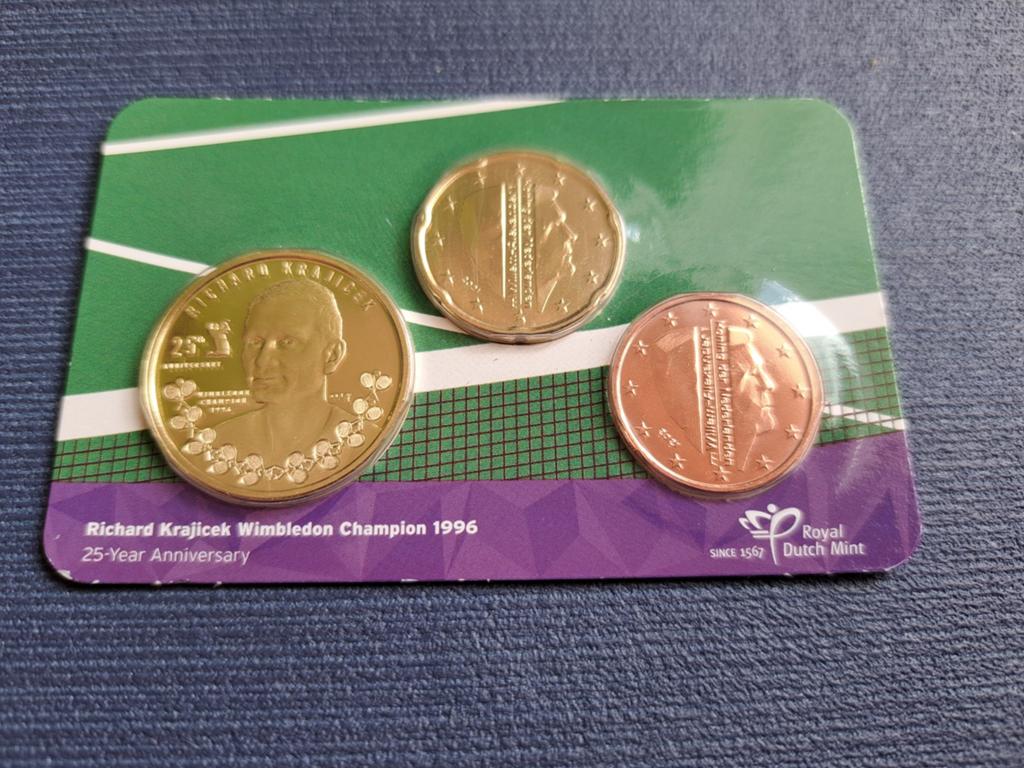 25 jaar na Wimbledon overwinning Richard Krajicek coincard, Postzegels en Munten, Ophalen of Verzenden, Euro's