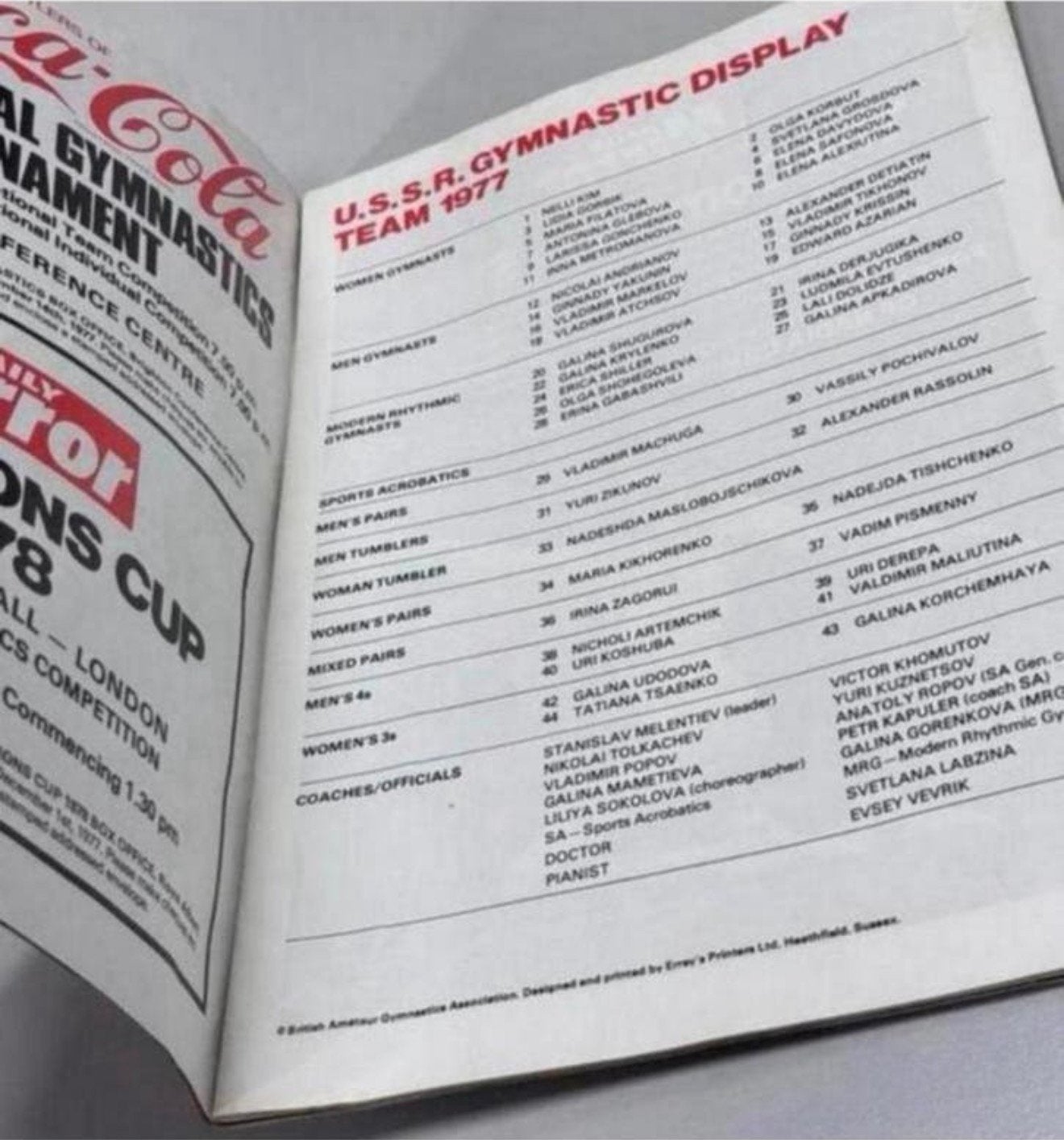 BAGA Gymnastics Empire Pool Wembley 1977 tijdschrift sport, Ophalen of Verzenden, 1960 tot 1980, Buitenland, Tijdschrift