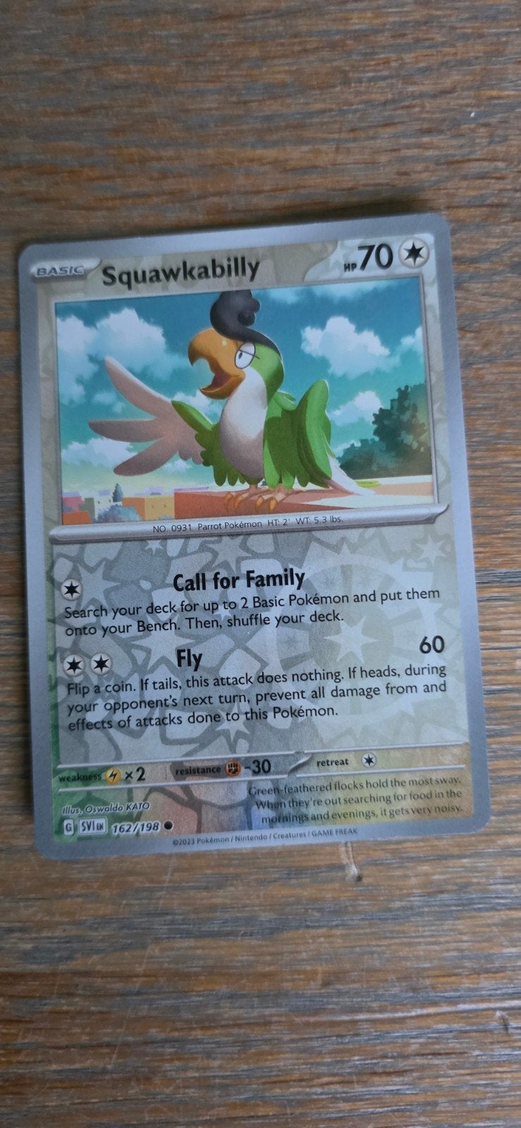 Pokémon Kaart Squawkabilly 162/198 - Zo goed als nieuw, Ophalen of Verzenden, Zo goed als nieuw, Losse kaart