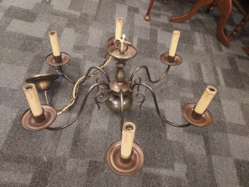 Brons gepatineerde 6-armige bolkroon., Ophalen