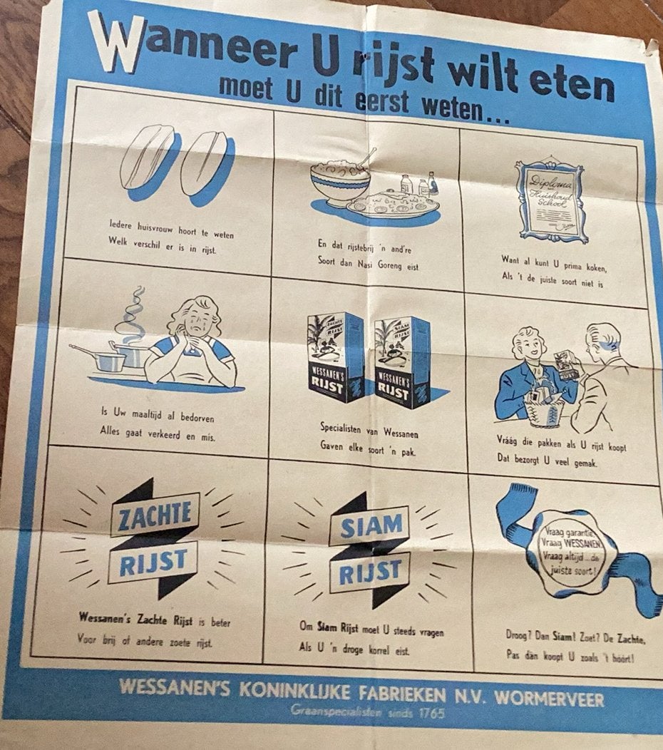 Wormerveer poster wanneer u rijst wilt eten 50 x42 cm, Verzamelen, Ophalen of Verzenden, Reclamebord