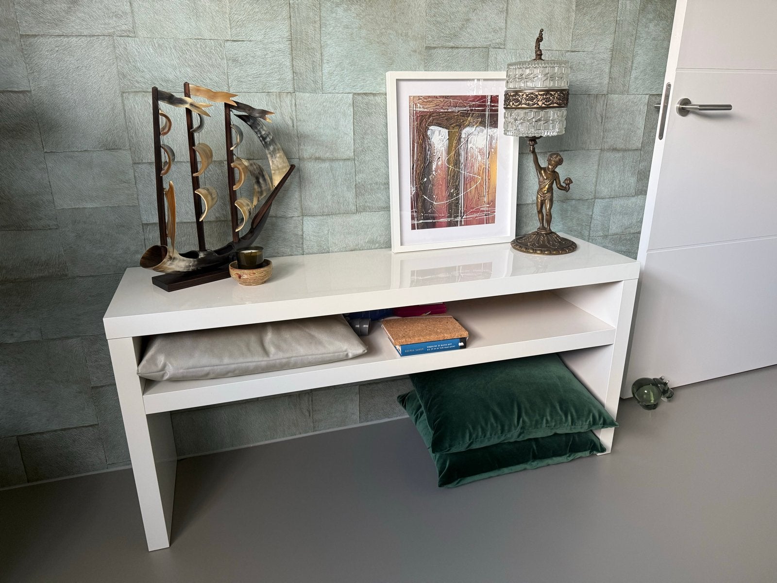 IKEA LACK sidetable/consoletafel wit hoogglans, Huis en Inrichting, Tafels | Sidetables, Ophalen, 100 tot 150 cm, Zo goed als nieuw