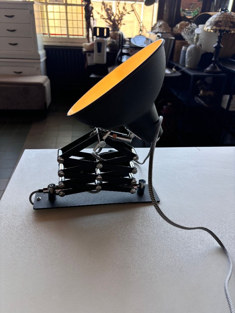 Industriële Schaarlamp JAVARAR Zwart Metaal E27, Ophalen of Verzenden, Gebruikt, Metaal, Industrieel