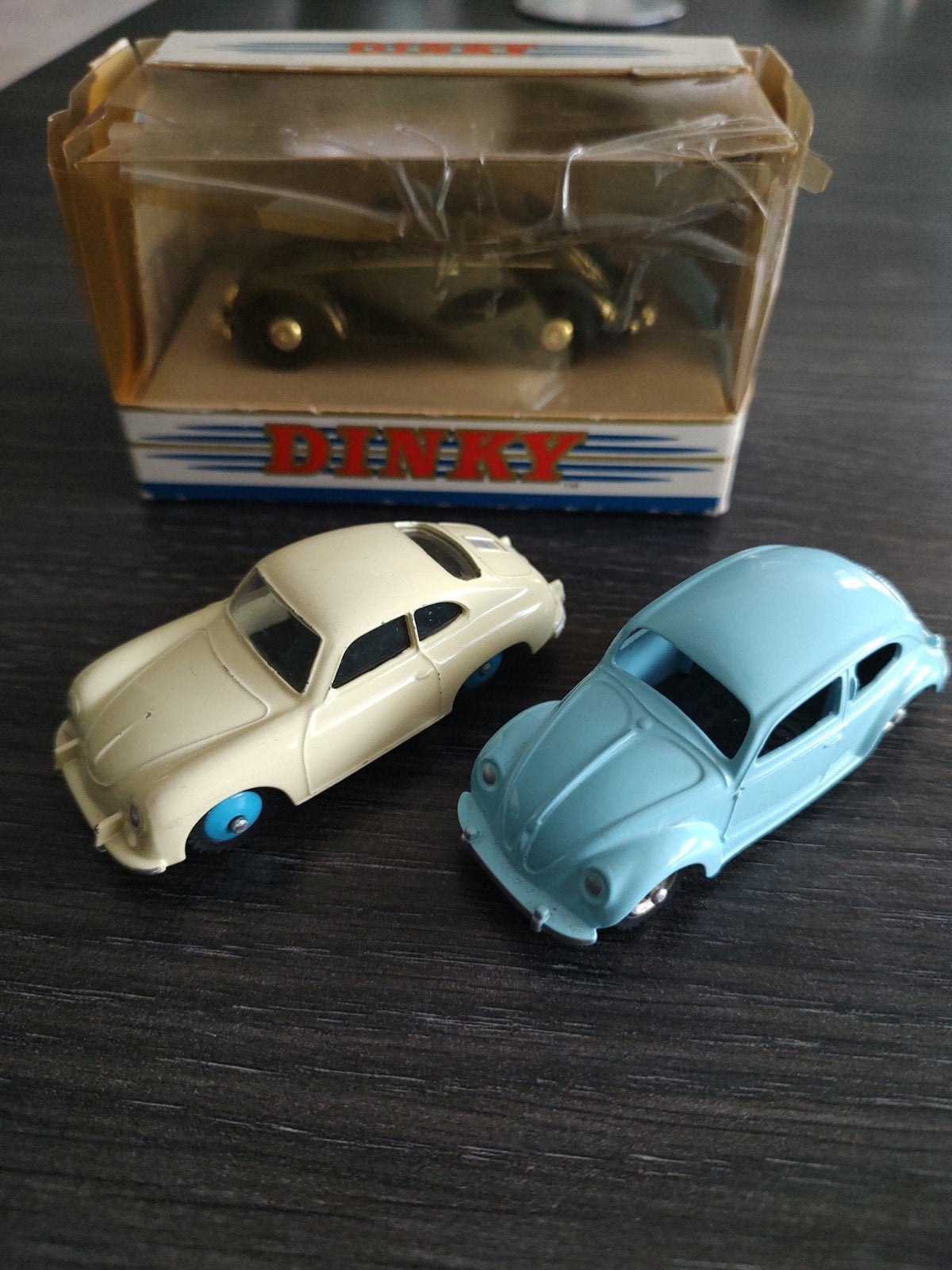 Dinky Toys VW Kever 181 & Porsche 356A 182 en Dinky DY-6B VW, Ophalen of Verzenden, Gebruikt