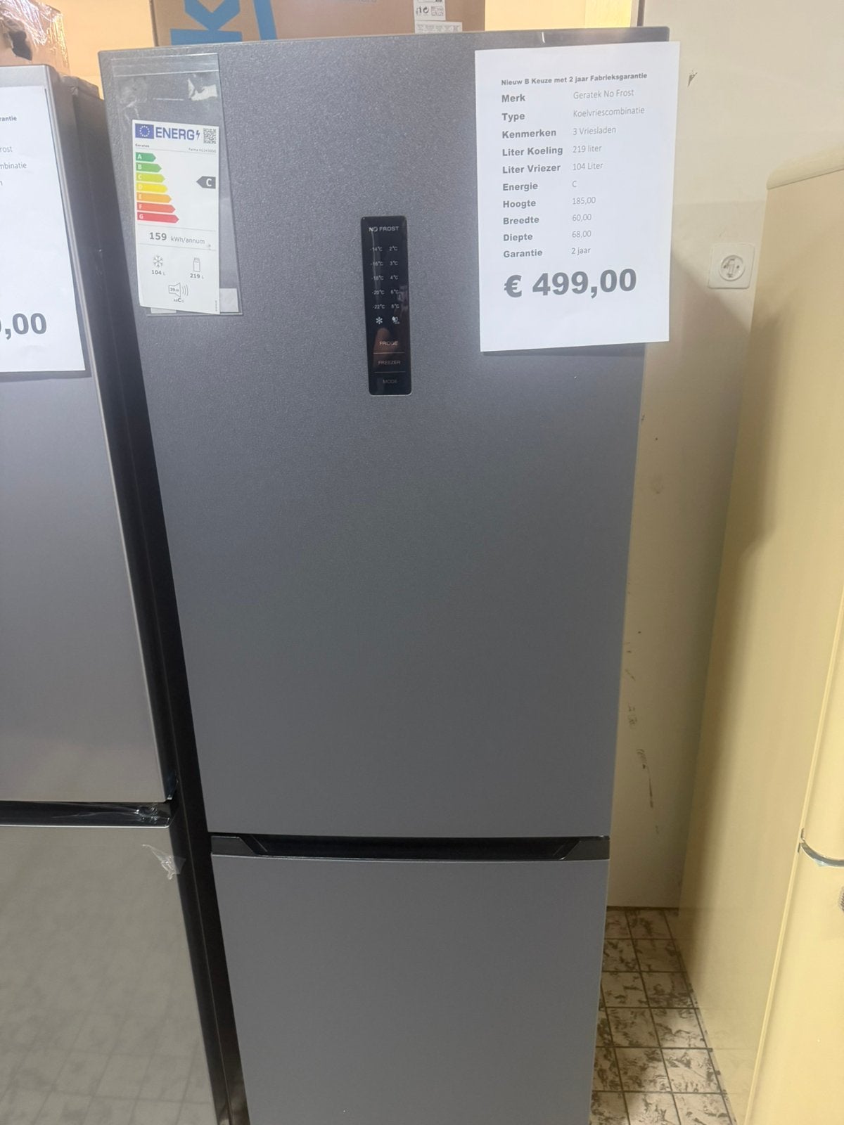 Geratek no Frost koelvriescombinatie nieuw antraciet kleur, Geratek, Geratek, 200 liter of meer, Met aparte vriezer