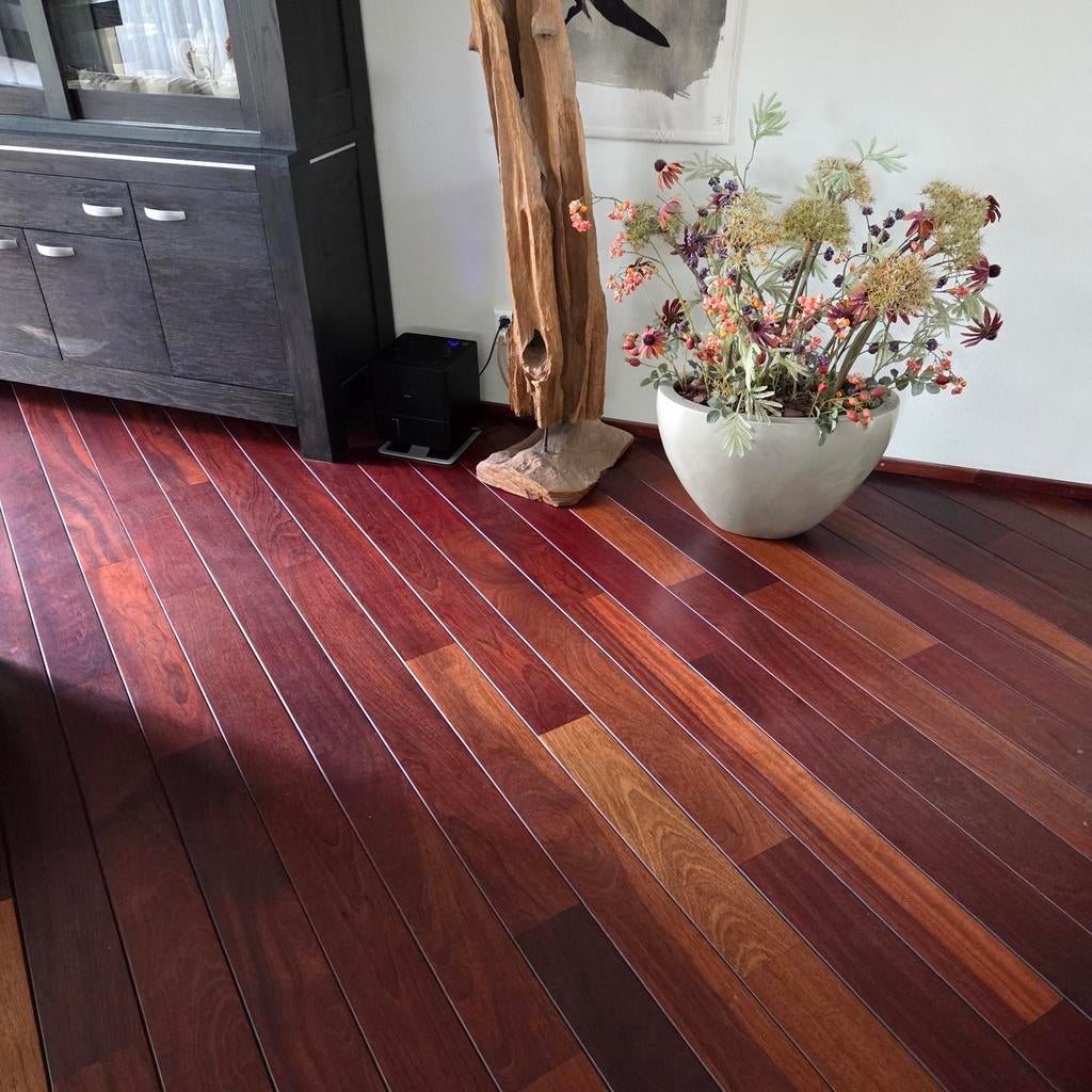 Jatoba vloer 40m2 (goed onderhouden), Ophalen, Gebruikt, 10 m² of meer, 10 tot 30 cm