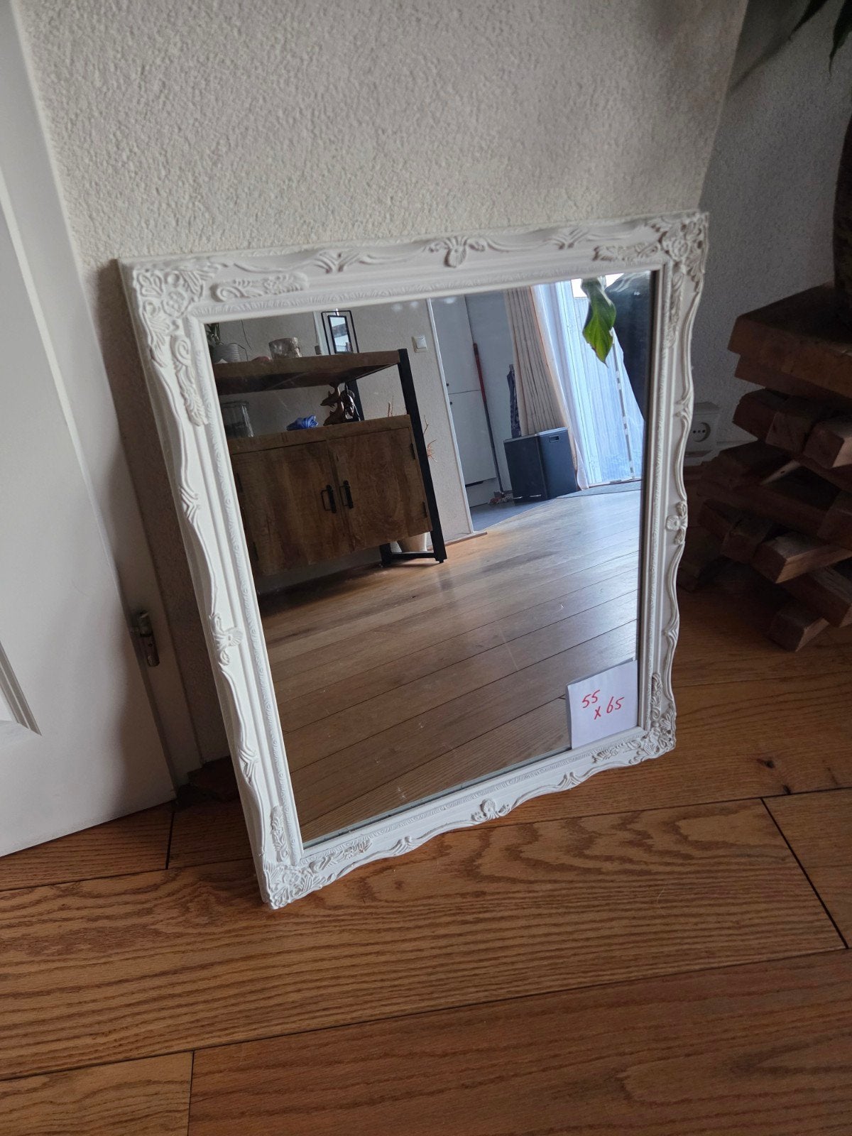 Prachtige brocante Spiegel, Ophalen, Zo goed als nieuw, Rechthoekig, Minder dan 100 cm