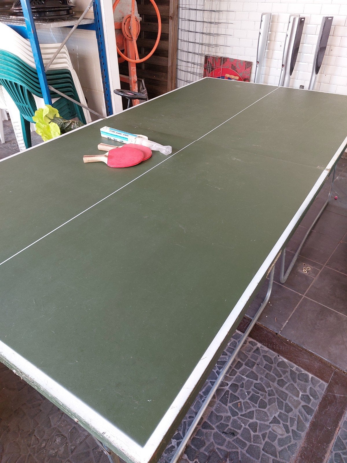 tafeltennis  tafel 122x244 cm 73 hoog, Ophalen, Gebruikt, Tafel Indoor, Inklapbaar