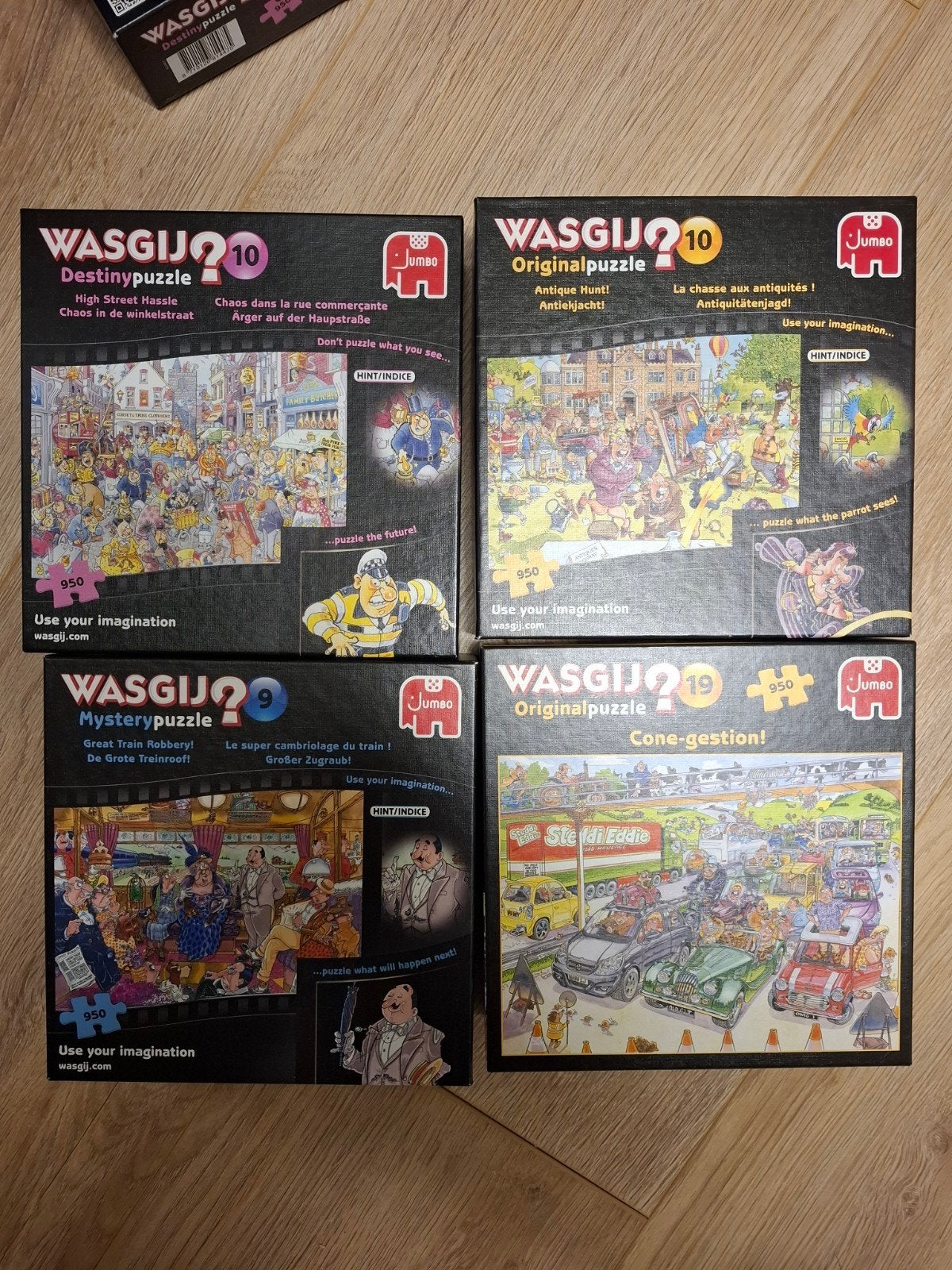 10x Wasgij, Ophalen, 500 t/m 1500 stukjes, Zo goed als nieuw, Legpuzzel