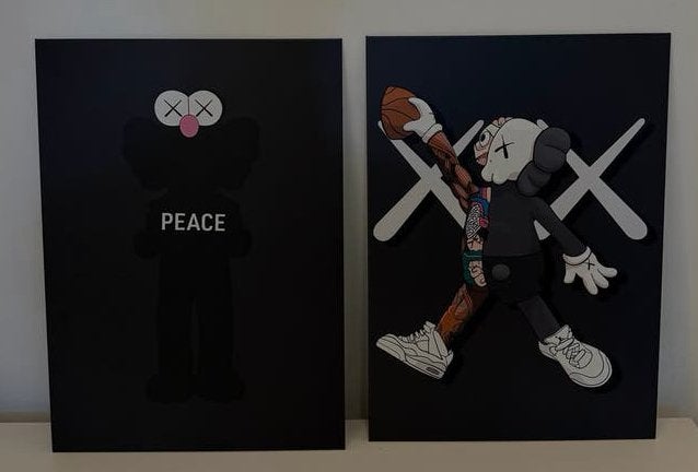 KAWS Displate Set - Peace & Jordan, Meerkleurig, Wanddecoratie, Ophalen of Verzenden, Set