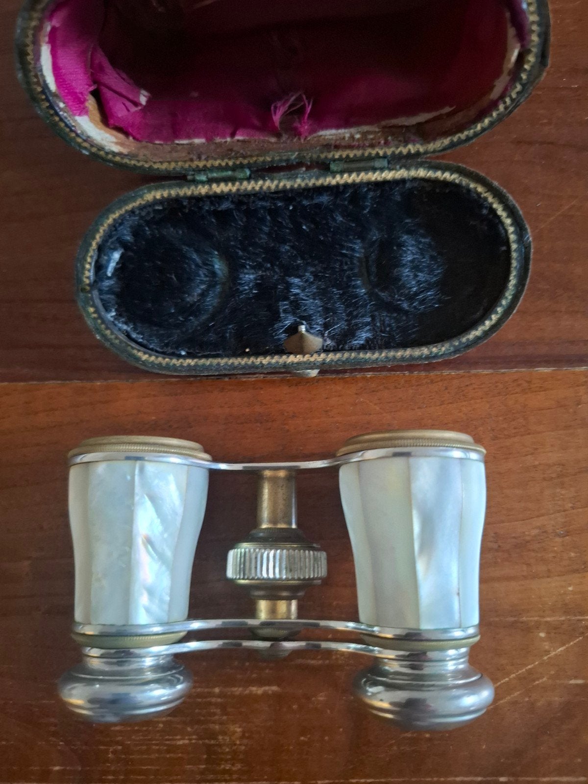 Antieke Parelmoer Toneelkijker met Originele buidel, Ophalen of Verzenden