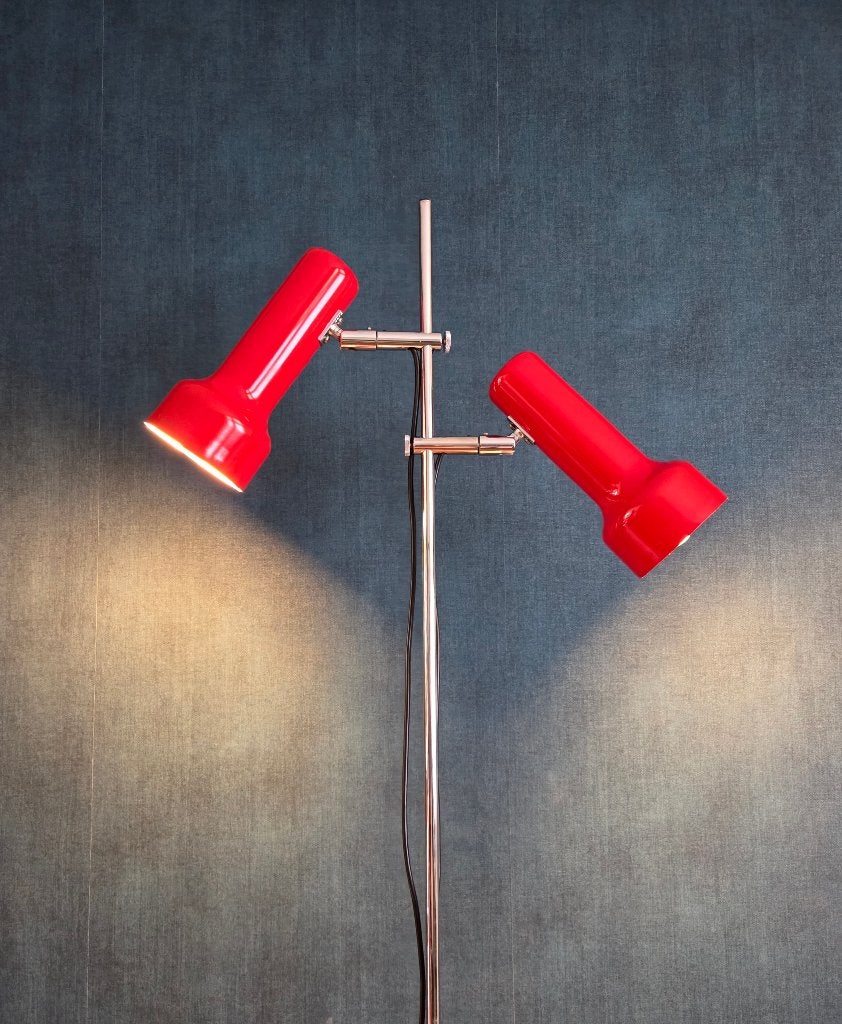 Vintage vloerlamp - Gepo 300 | 2 spots | rood - Jaren 70, Huis en Inrichting, -, -, Ophalen of Verzenden, Zo goed als nieuw