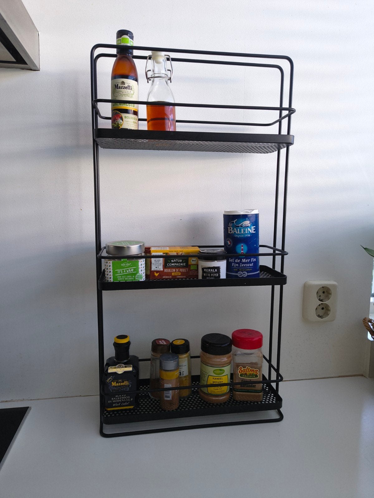 Zwart metalen rek met 3 etages - Badkamer, keuken, decoratie, Ophalen of Verzenden, Nieuw, Zwart, Metaal