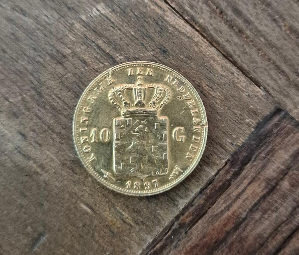 10 gulden munt  uit 1897, Postzegels en Munten, Munten | Nederland, Verzenden, Koningin Wilhelmina, 10 gulden, Losse munt