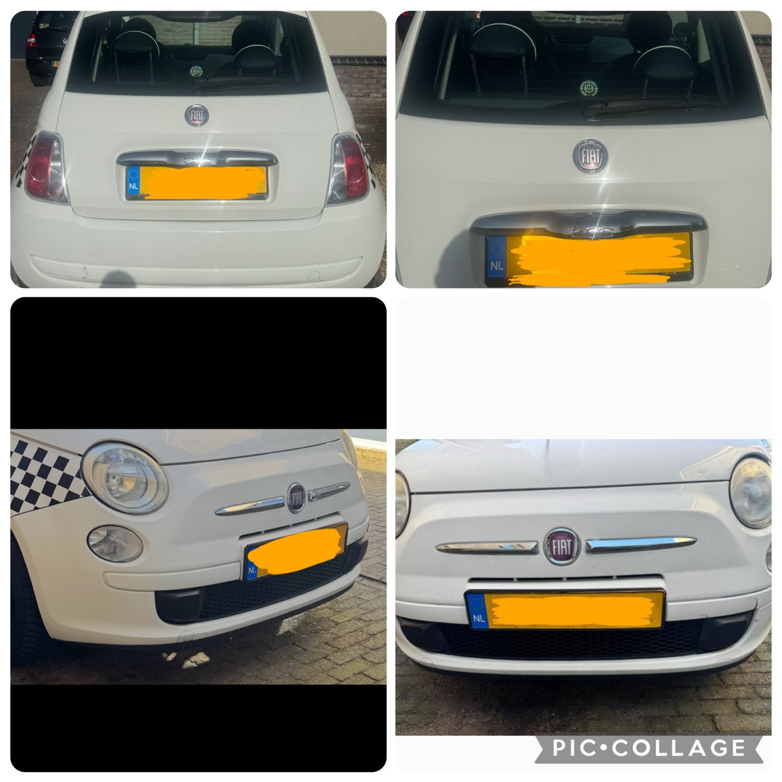 Fiat 500 (2008) Voorbumper, Achterbumper en Achterklep Wit, Auto diversen, Auto-accessoires, Gebruikt, Ophalen