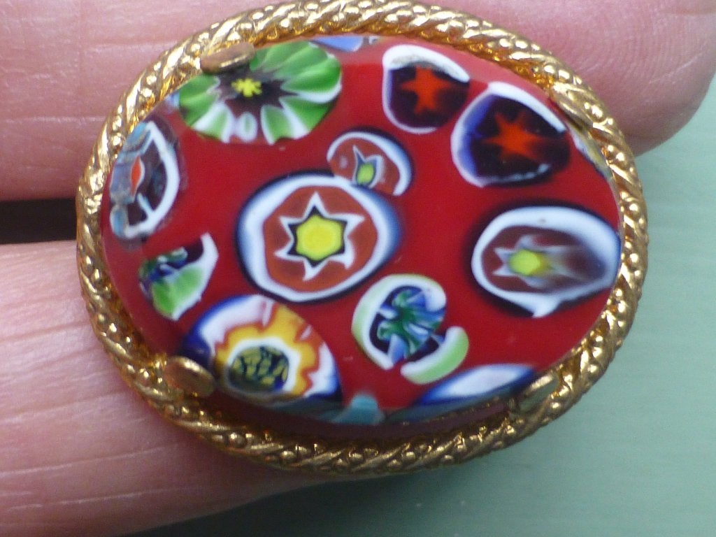 MURANO / Venetiaanse Millefiori Broche GP Montuur, Brons, Verzenden, Minder dan 4 cm, Zo goed als nieuw