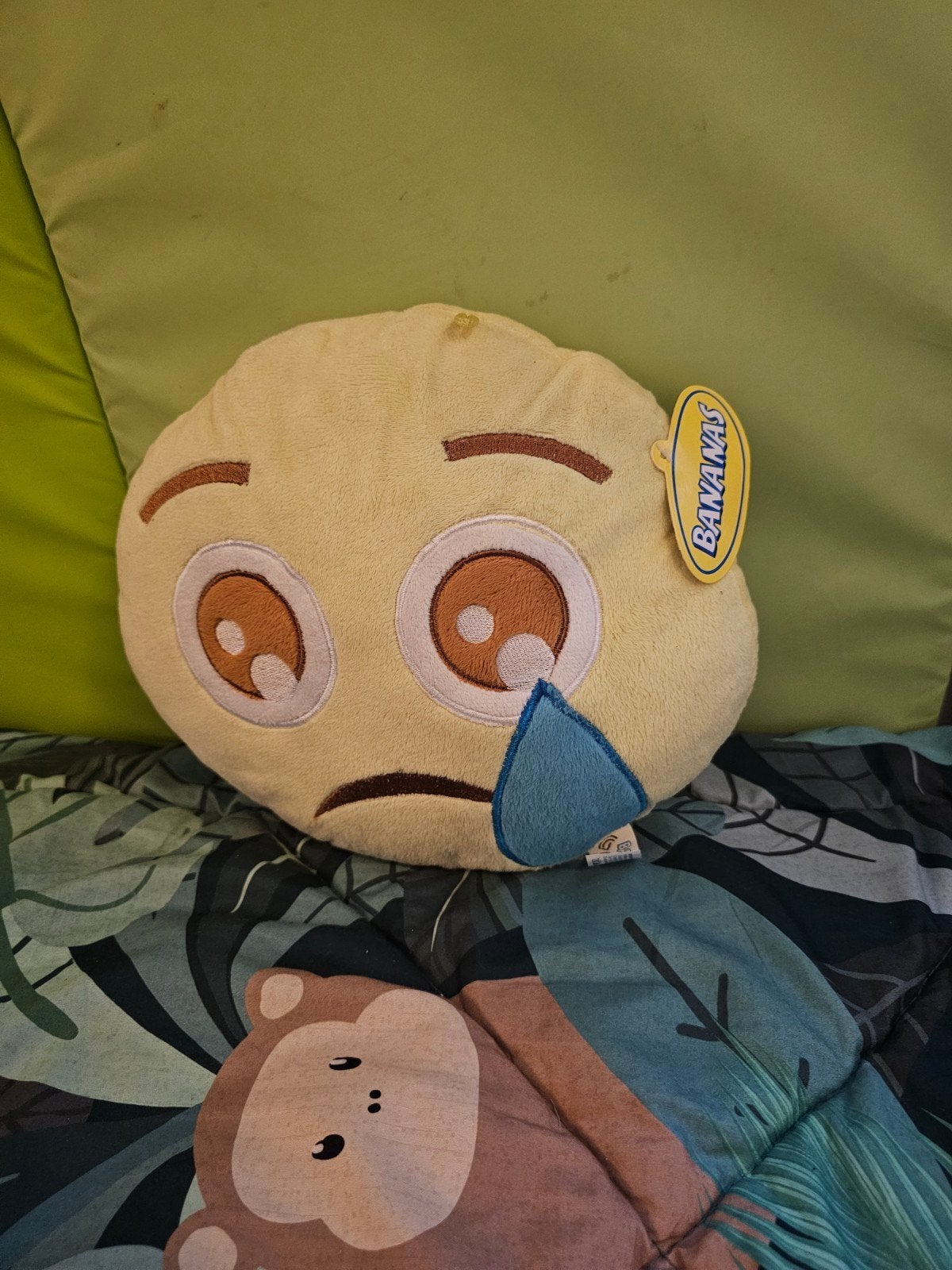 Emoji Kussen Huilend Gezicht - Zacht Sierkussen, Overige merken, Gebruikt, Geel, Rond