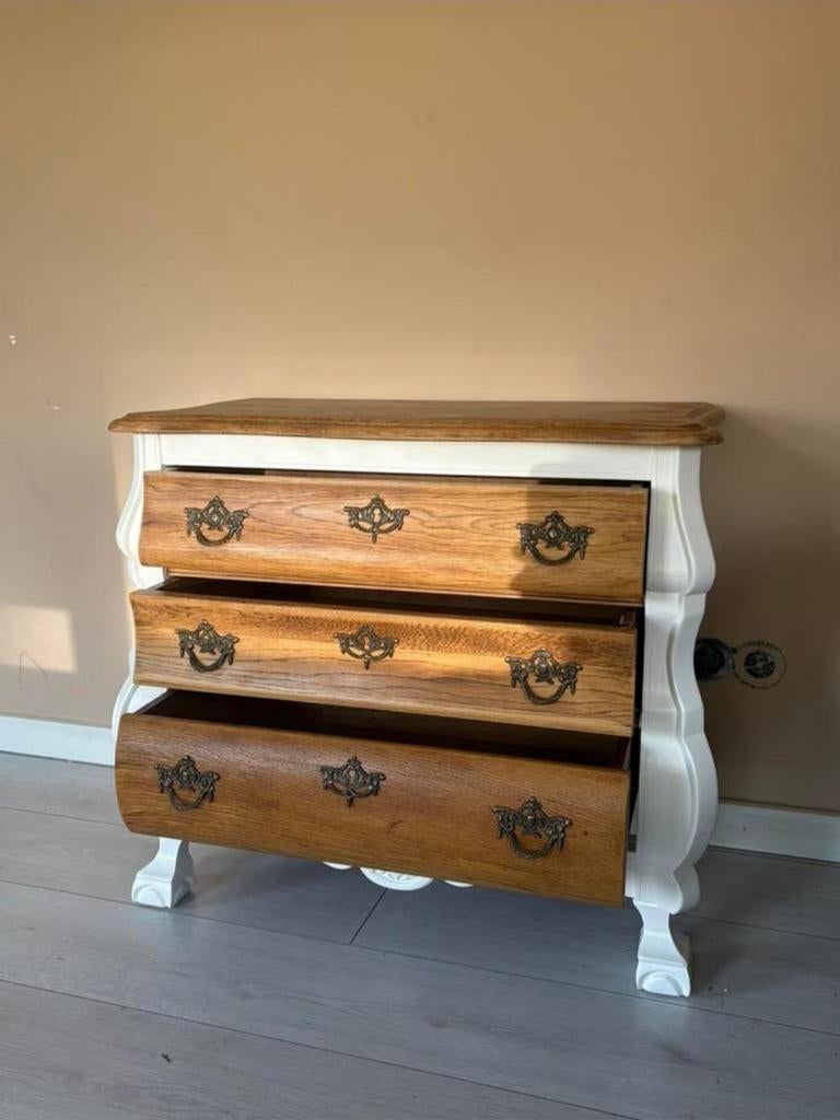 Stijlvol Gerestyled Barok Buikkastje €85,-, Ophalen, 50 tot 100 cm, Zo goed als nieuw, 3 of 4 laden