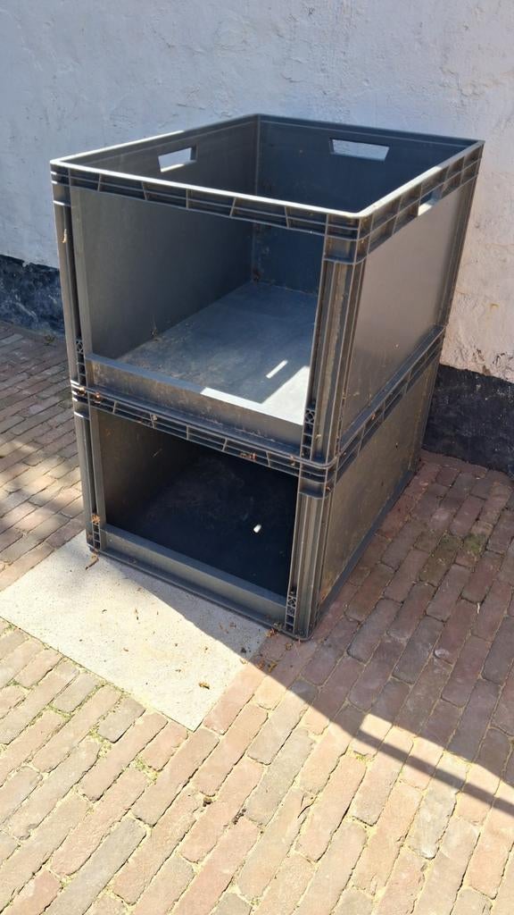 2x hoogwaardige kunststof stapelbakken 80x60x45cm, Ophalen, 60 cm of meer, 50 tot 75 cm, 35 tot 50 cm