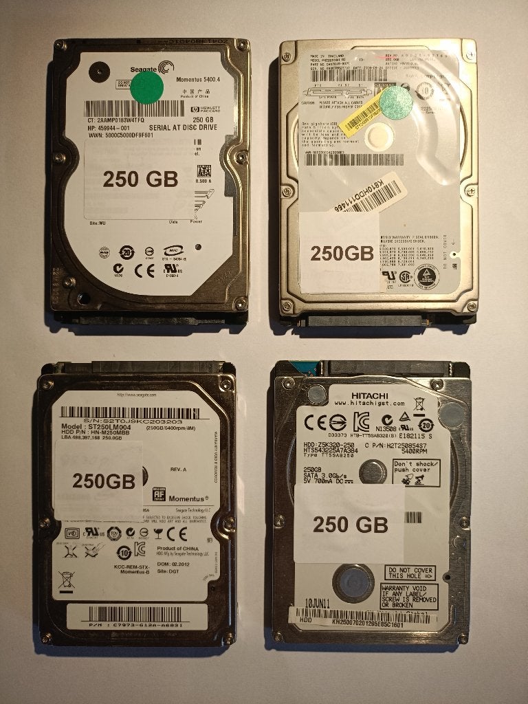 Div. A-merken - Harde schijf 250GB Sata, Intern, Verzenden, Seagate Hitachi Fujitsu, -