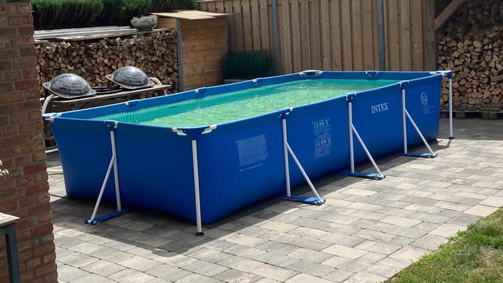 Intex Zwembad 4.5x2.2m met zandfilterpomp en zonnecollectore, Tuin en Terras, Zwembaden, Gebruikt, Opzetzwembad, 80 tot 120 cm