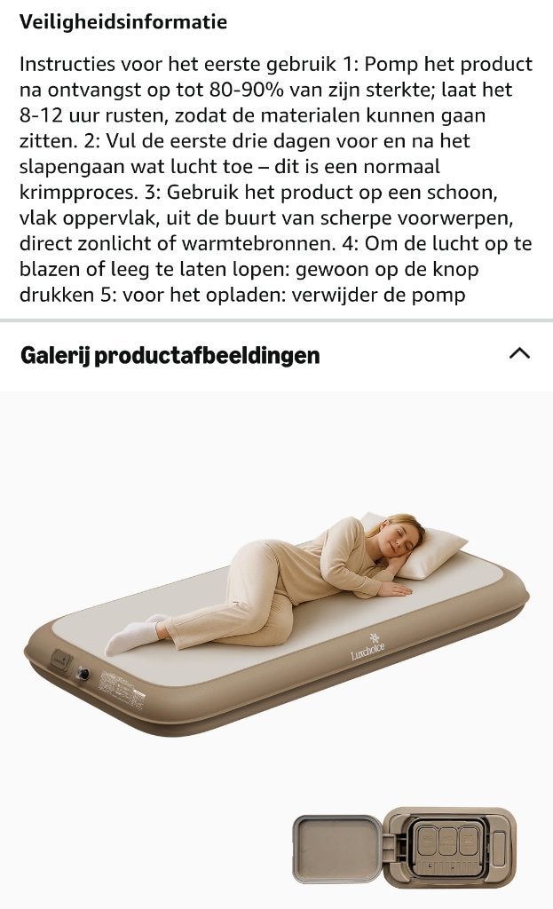 Luxchoice CloudPro Luchtmatras met Oplaadbare Pomp, Ophalen, 100 cm, Eenpersoons, Nieuw