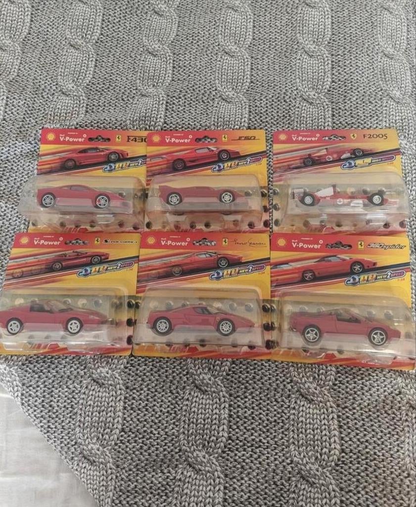 Set van 6 Shell Ferrari schaalmodellen 1/38, Ophalen of Verzenden, Nieuw, Auto, Overige merken