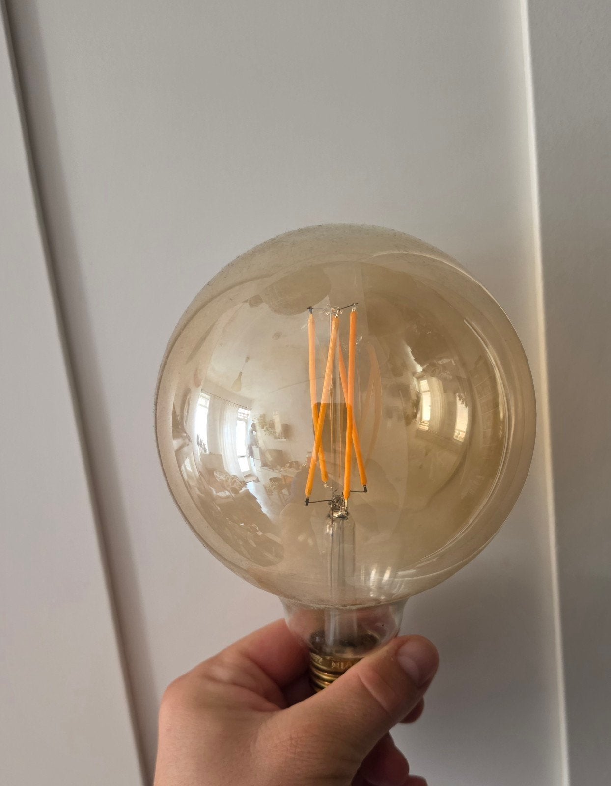 Grote LED filament lamp E27 - Amberkleurig glas, Overige merken, Zo goed als nieuw, Glas, Oranje
