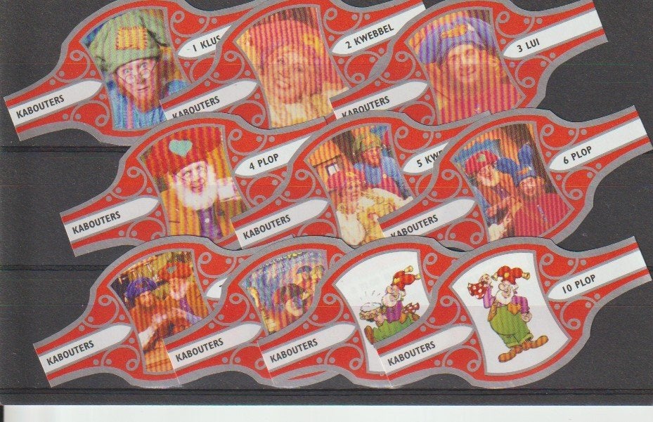 reeks 856  kabouter plop    1-10  sigarenbanden, Verzamelen, Ophalen of Verzenden, Zo goed als nieuw, Sigarenbandjes
