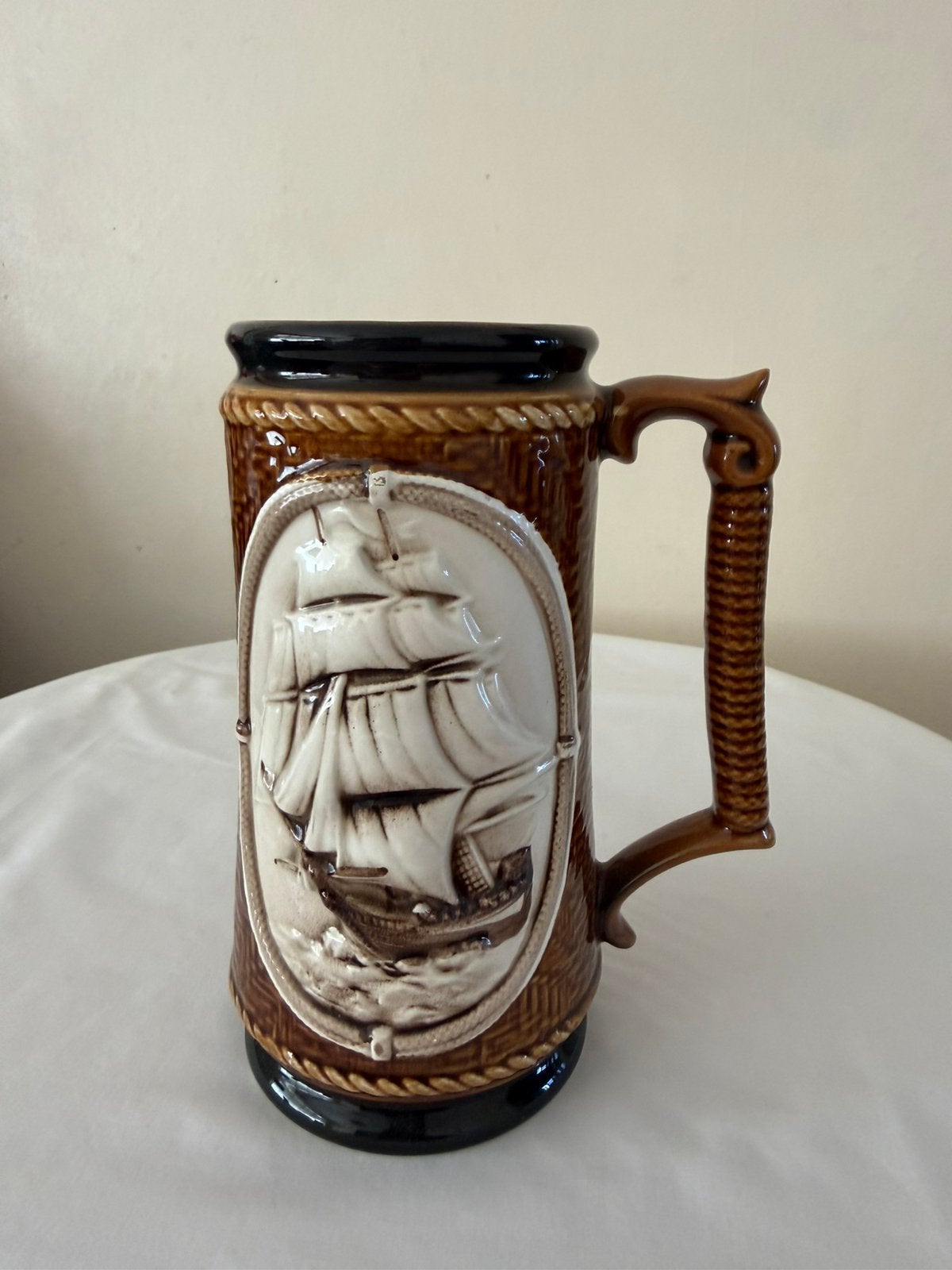 Keramiek bierpul - boot - dia 9 cm x 18 cm (H) -bijna gratis, Antiek en Kunst, Ophalen of Verzenden