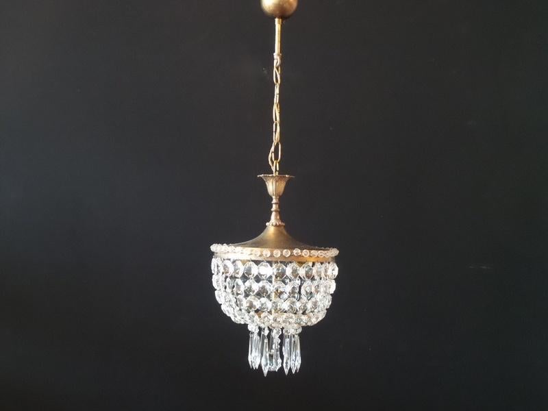 Hanglamp, klein zakje met hangende ijspegels onderaan., Ophalen of Verzenden, Gebruikt