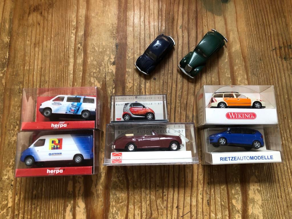 8x 1:87 auto’s; Wiking, Busch, Herpa, Rietze, Hobby en Vrije tijd, Modelauto's | 1:87, Ophalen of Verzenden, Nieuw, Auto, Herpa