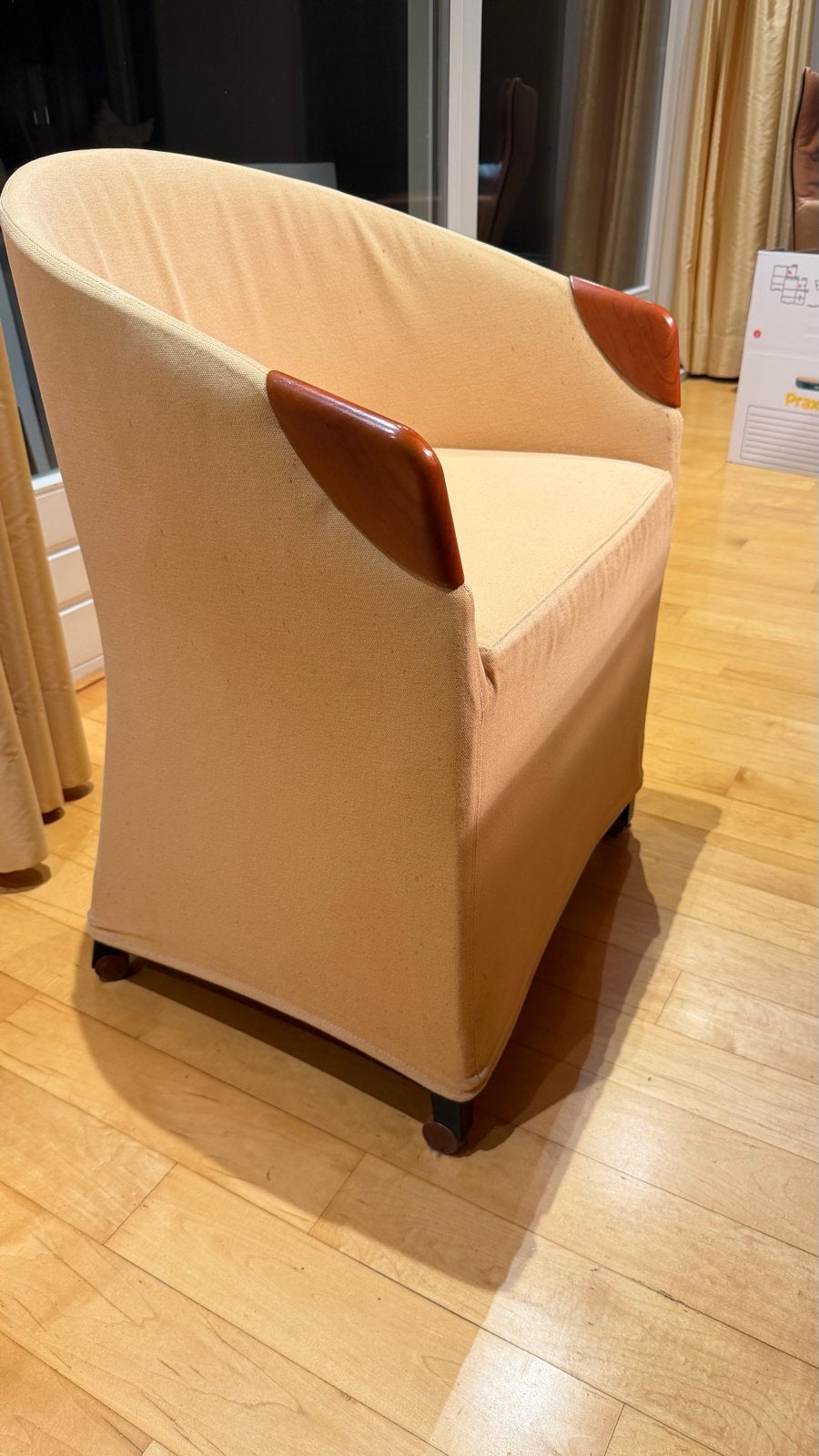 4 Comfortabele eet tafel stoel/fauteuil houten armleuningen, Gebruikt, Overige kleuren, Ophalen of Verzenden, Eén