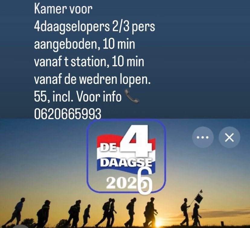 4daagse slaapplek 2/3 personen, Huizen en Kamers, Kamers te huur, Nijmegen