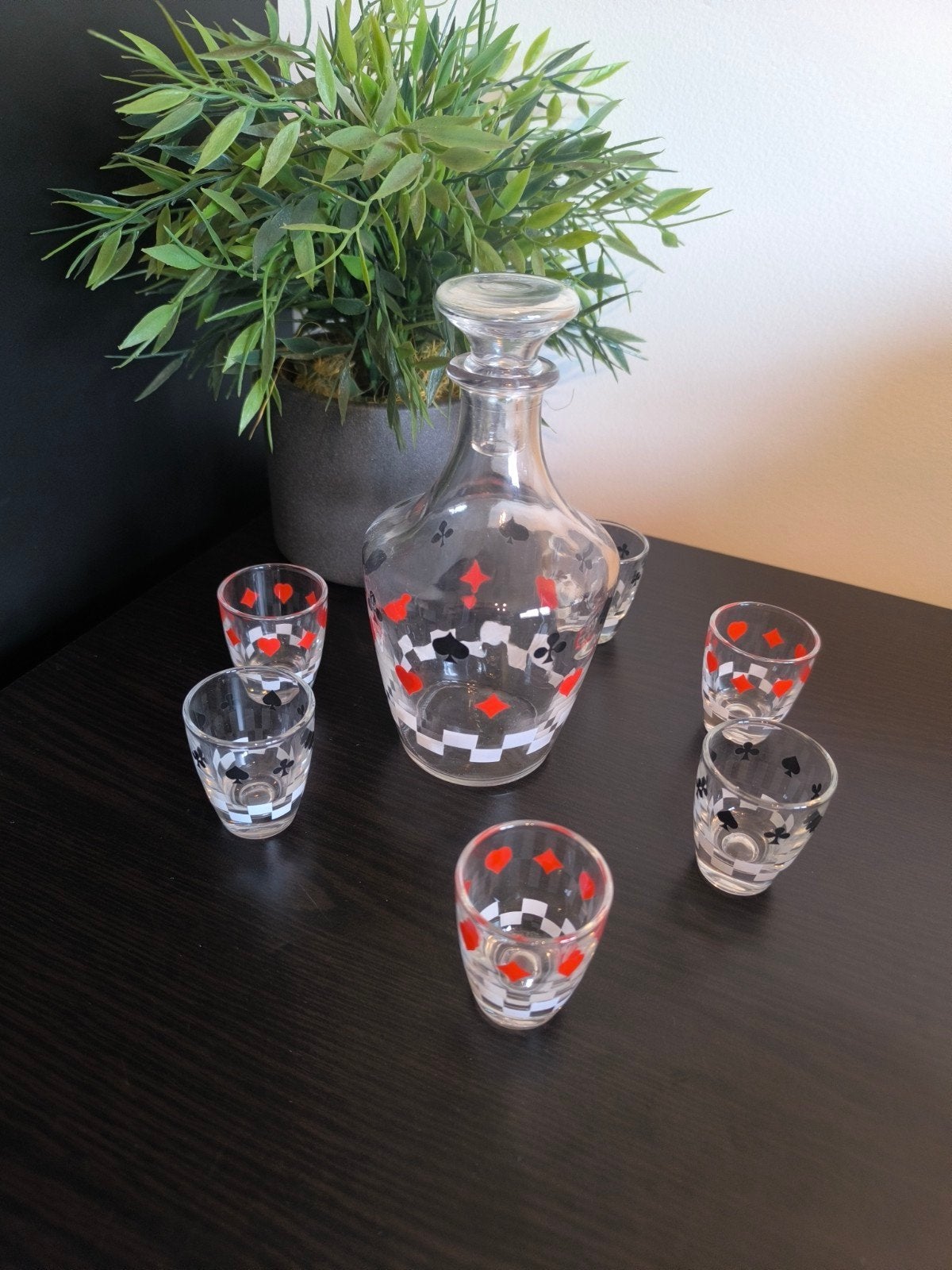 te koop: Vintage mid-century karaf + shotglazen set, Ophalen of Verzenden
