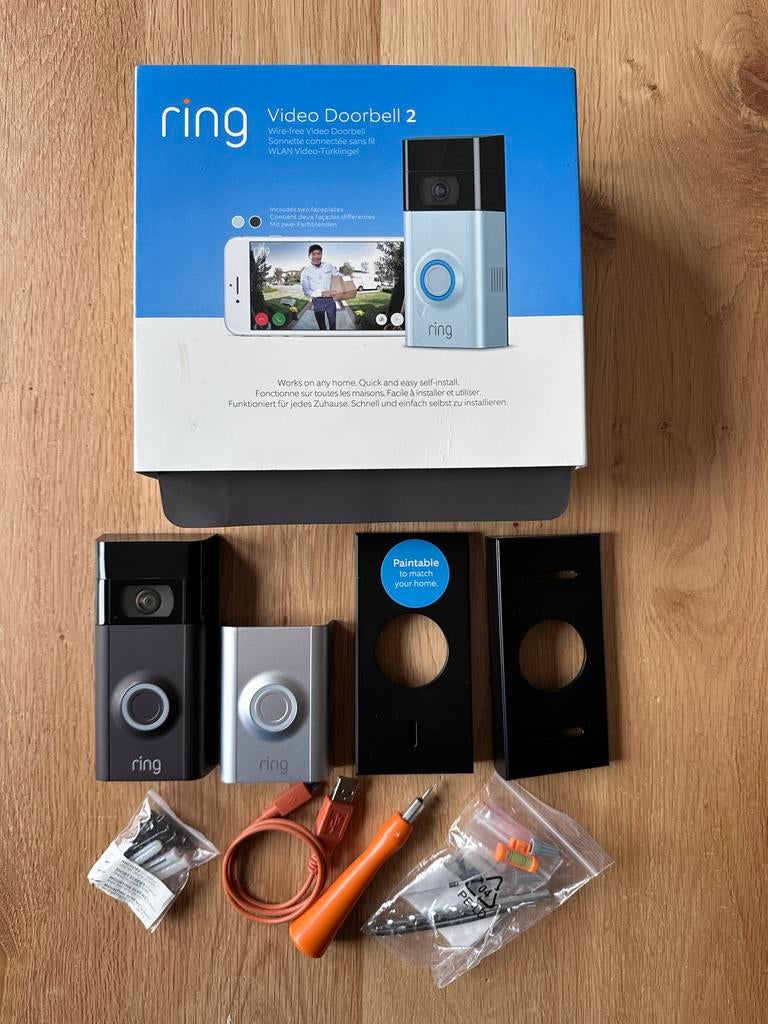 Ring Video Doorbell 2 - Draadloze Video Deurbel, Ophalen, Bewegingsdetectiesensor, Zo goed als nieuw, Draadloos