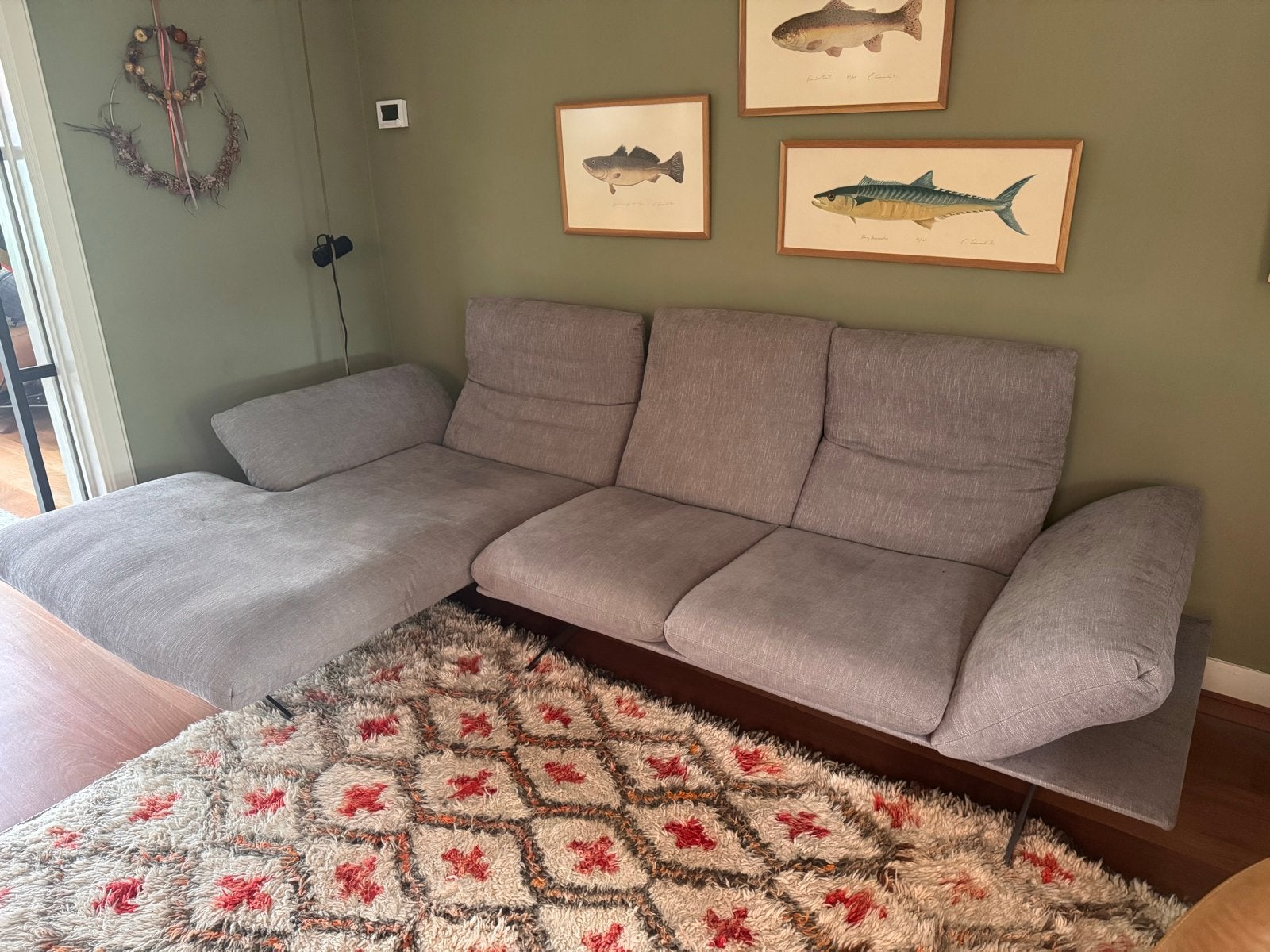 Koinor Francis hoekbank met Chaise Longue - Grijs Stof, Ophalen, Gebruikt, Stof