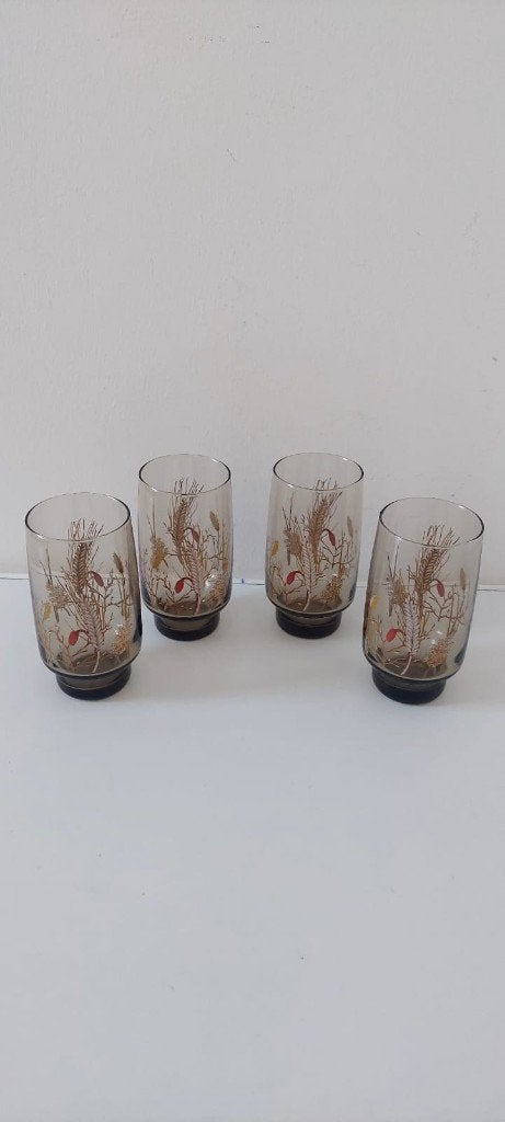 4 Vintage Luminarc Tivoli Harvest glazen jaren 70 rookglas, Eu, Eu, Ophalen of Verzenden, Zo goed als nieuw
