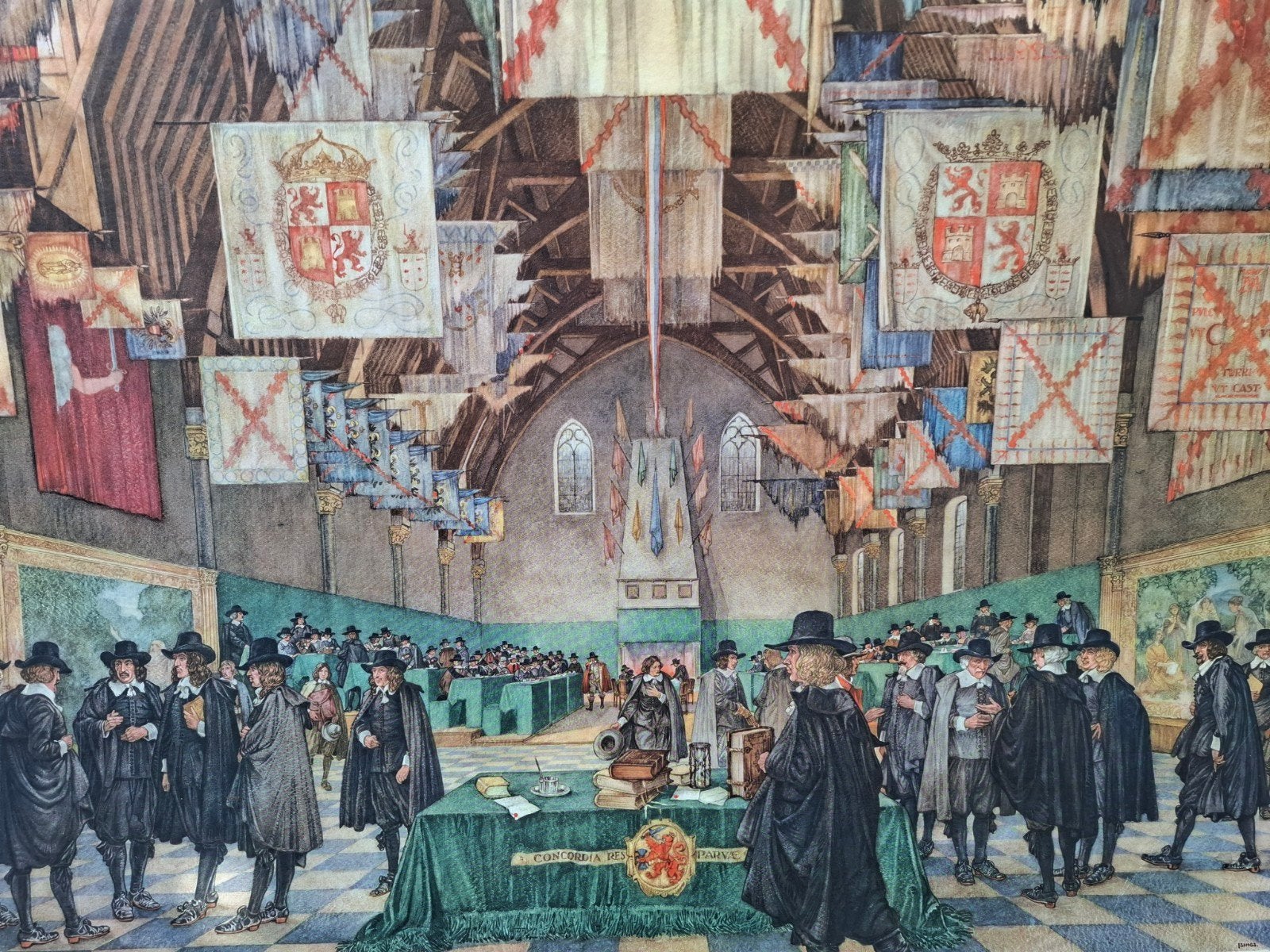 Historische prent:De Grote Vergadering te 's-Gravenhage 1651, Antiek en Kunst, Ophalen of Verzenden