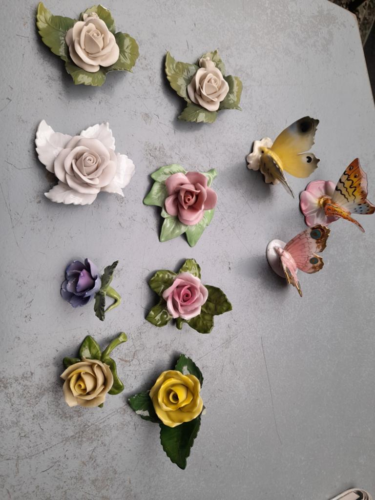 Div oud porseleinen vlinder bloemen jaren 50 ps t.k, Antiek en Kunst, Antiek | Porselein, Ophalen of Verzenden