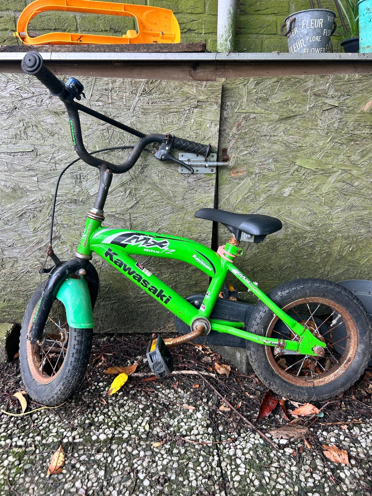 Kawasaki BMX kinderfiets - Groen, 12 inch, Ophalen, Gebruikt, Staal, Velgrem