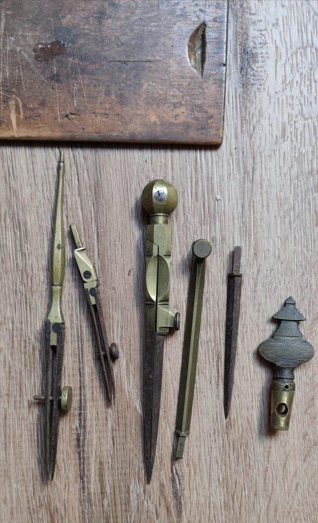 Antieke passer set Van Pelt Rotterdam (ca.1900), Ophalen of Verzenden
