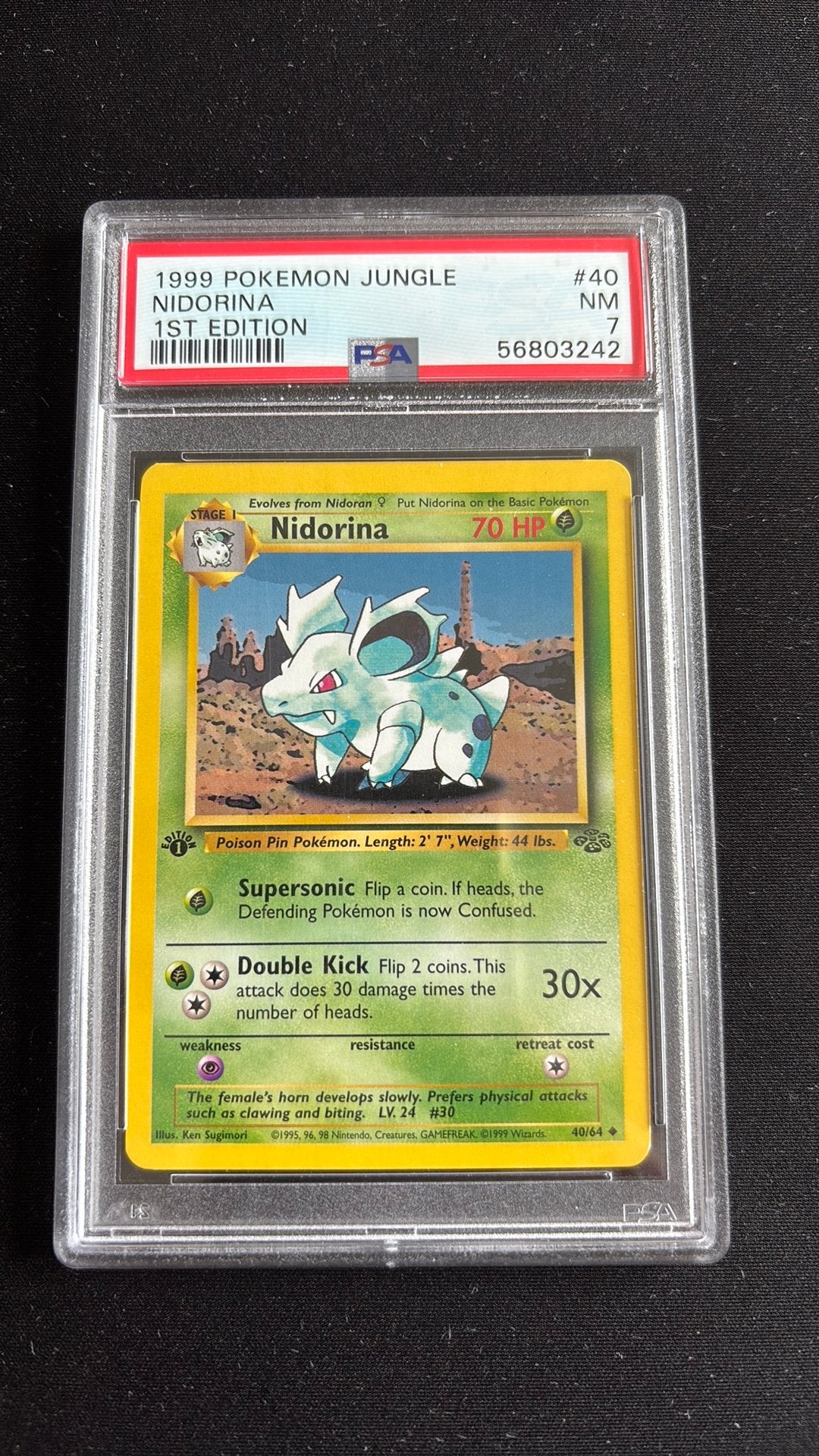 Nidorina (JU 40) - First Edition - PSA 7 - Jungle, Ophalen of Verzenden, Zo goed als nieuw
