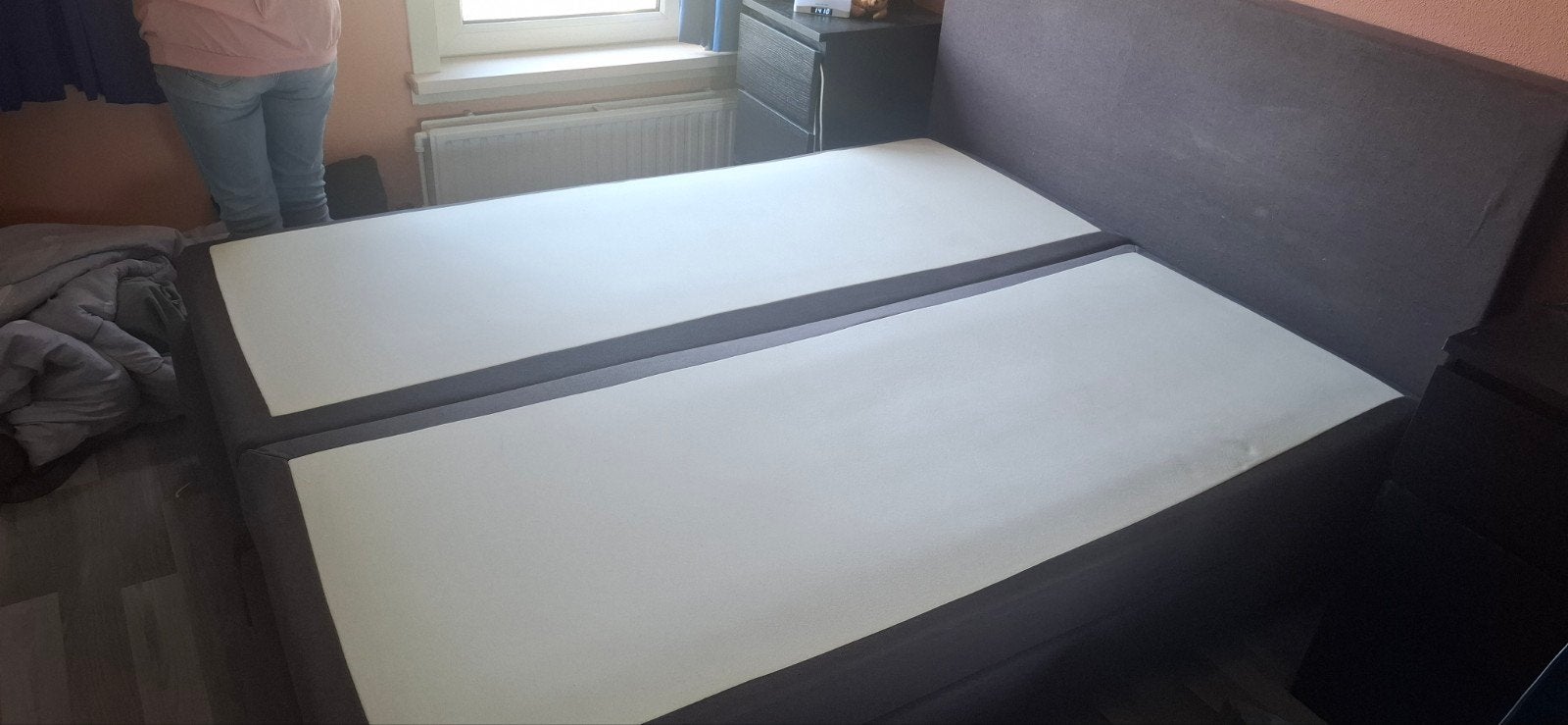 Gratis tweepersoons zgan boxspring bed met hoofdbord 200x160, Ophalen, Gebruikt, Tweepersoons, 200 cm